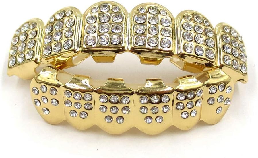 Pieza decorativa Punk con dientes y diamantes miniatura 1