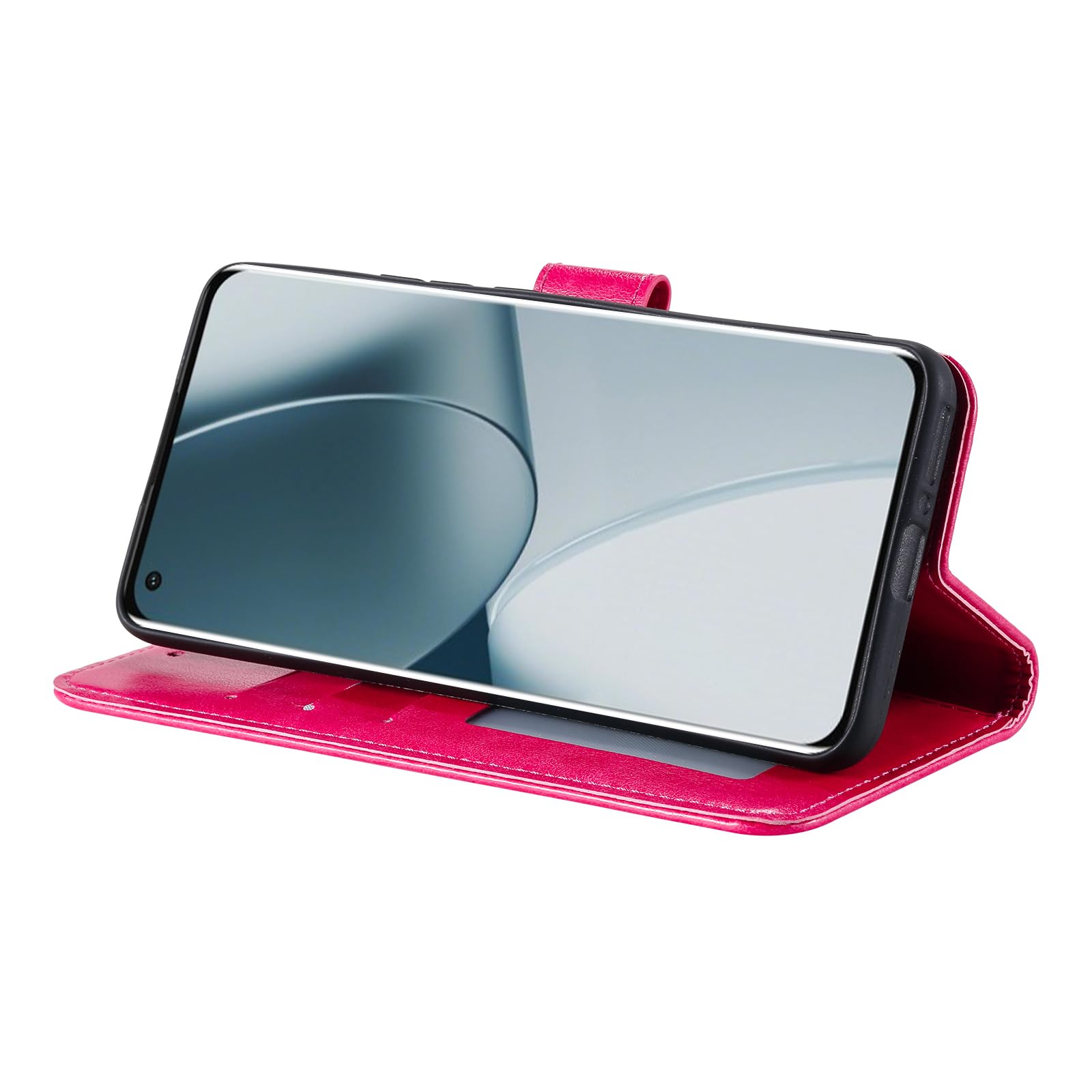 Etui z klapką do Samsung Galaxy S9 Plus, etui w ze skóry PU z przegródkami na karty, wzór kwiatowy stojak etui, Odporna na Wstrząsy Obudowa Etui z do Samsung S9 Plus (Czerwony)