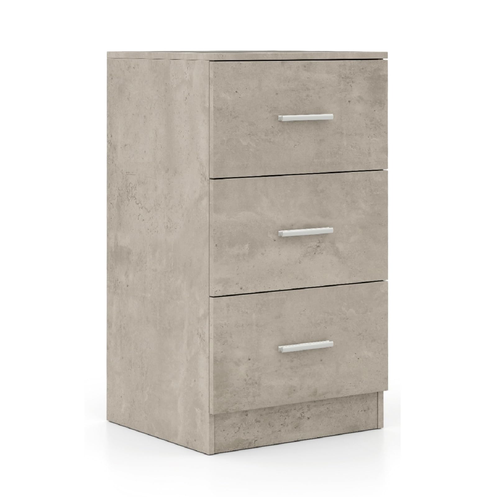 COSTWAY High Gloss Chest of Drawers, 3-Drawer Dresser Cabinet, Floor Standing Narrow Wooden Storage Cupboard Organiser Unit for Bedroom, Living Room, Closet and Hallway (1, Cement Grey)