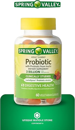 Miniatura 6 de Spring Valley - Gomitas probióticas, suplemento de inulina vegetariana, probióticos para mujeres, gomitas de frutas surtidas, 60 unidades +