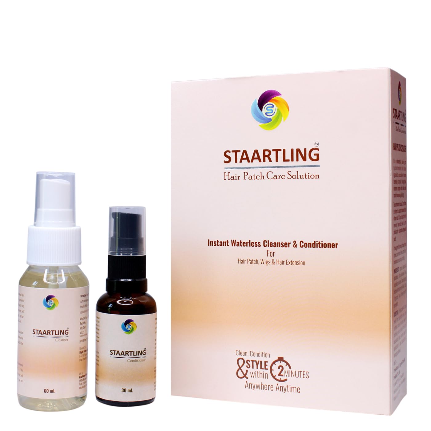 GLAN Staartling Cleanser and Conditioner for Softener and Shiner Human Hair Patch and Extensions for Men and Women Pack of 1 (Small)