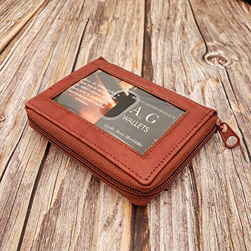 Image of ag wallets Mens Zip Around Leather Wallet with Inserts (Burgundy)