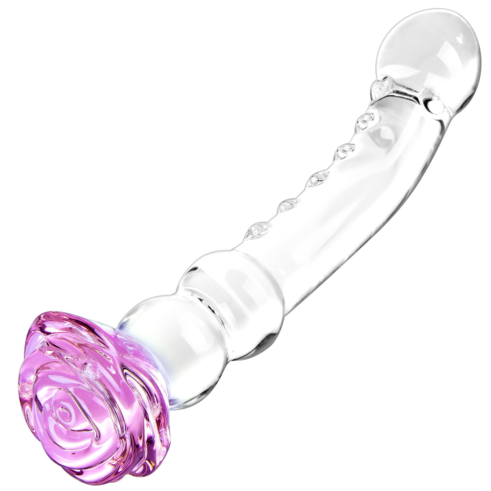 8 3 Inch Butt Plug Glass Dildo Sex Toy with Progressive Anal Beads Rose Crystal Butt Plug Stimulator