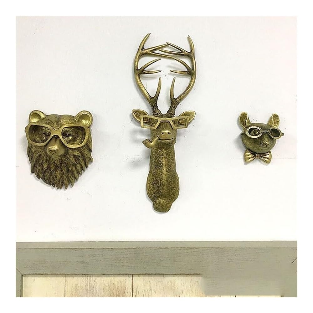 Estatua de arte for regalos Figuras coleccionables Cabeza de animal Decoración de pared, Esculturas de animales Decoración de pared Cabeza de animal de resina Decoración for colgar en la pared for sal