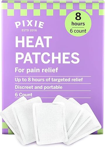 Pixie Period Cramps Menstrual Pain Relief Heat Patches - Lower Abdominal & Back Soothing Therapy - Natural Alternative to Lidocaine ICY Hot - Up to 8 Hours - 6 Count Discreet Disposable Heat Pads