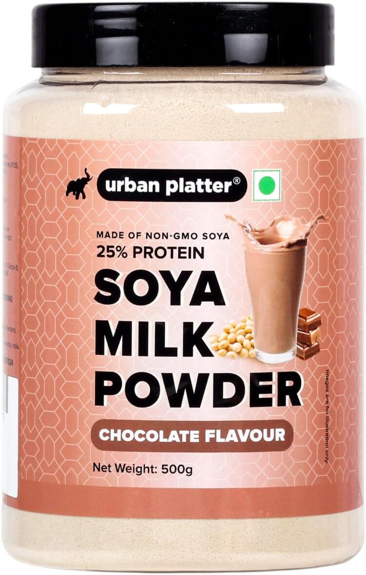 - Urban Platter Chocolate Soya Milk Powder, 500g (Soy-Based Dairy Alternative | 25% Protein | Plant-Based | Non GMO)