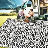 Alfolo Outdoor Rugs for Patio Rv Mats Waterproof Outdoor Rug 9x18 Large Camping Rug Reversible Tightly Woven Plastic Straw Rug Rugs, Clean Easily Mat for RV, Deck, Camping,Pool, Rv Essentials