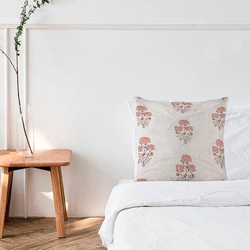 Miniatura 2 de Funda de almohada de lino de arpillera de 16 x 16 pulgadas, elegante funda de almohada cuadrada de dalias naranja quemado, para porche, sofá, banco,