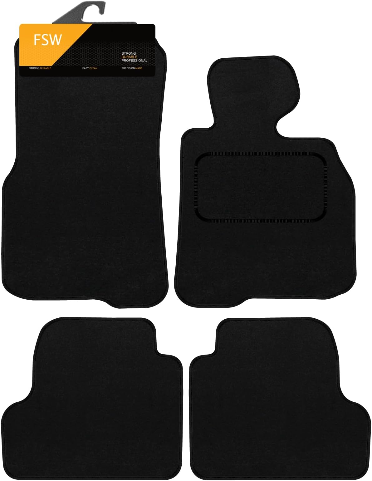 FSW - Tailored Mats - Fits BMW 4 Series 2013-2020 COUPE (F32) - Black Carpet - Anti Slip Mat - Non Slip Car Floor Mat, Fitted With Clips & Granulated Backing - 4 Pc Floor Mat Only