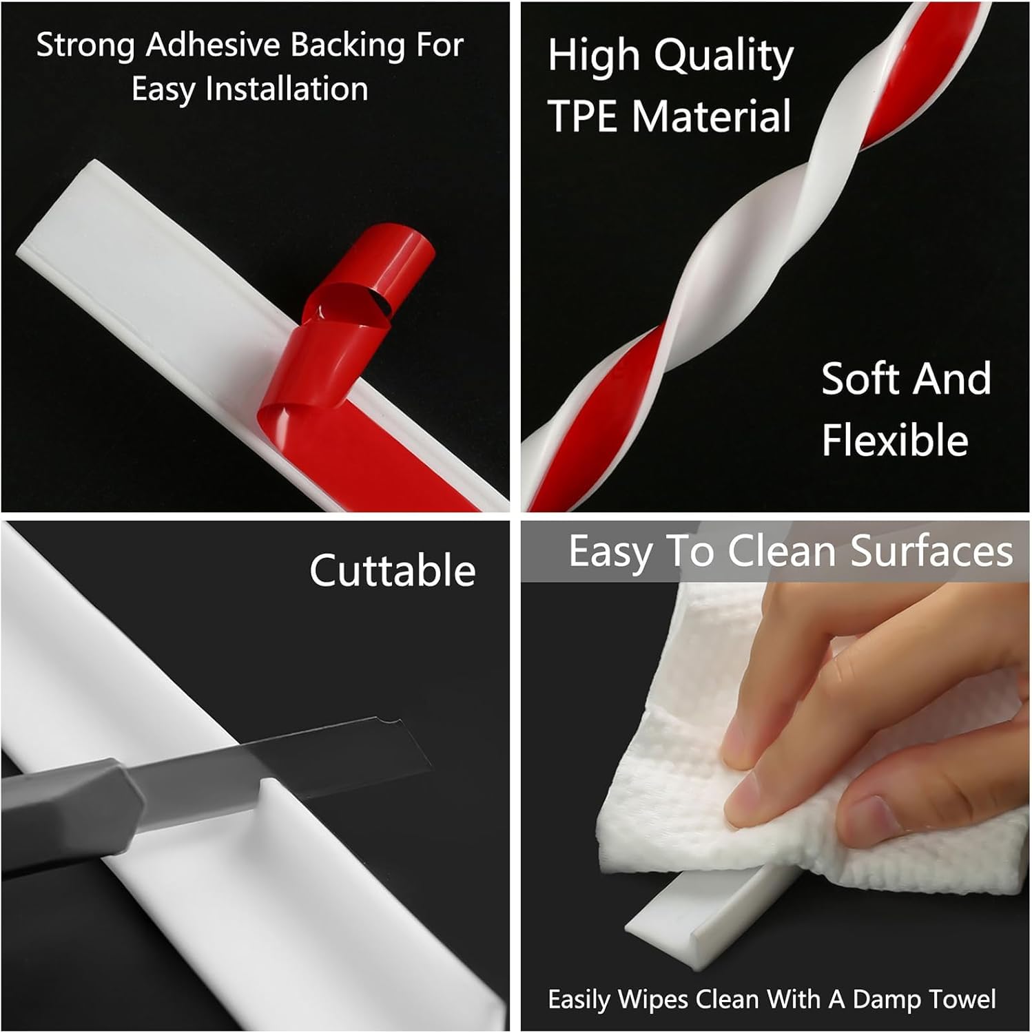 Duschschwelle Selbstklebend, Schwallschutzleiste Dusche Selbstklebend, Duschschwelle Duschdichtung,für Duschtasse, Duschkabine, Küche, Bad (900CM,White)