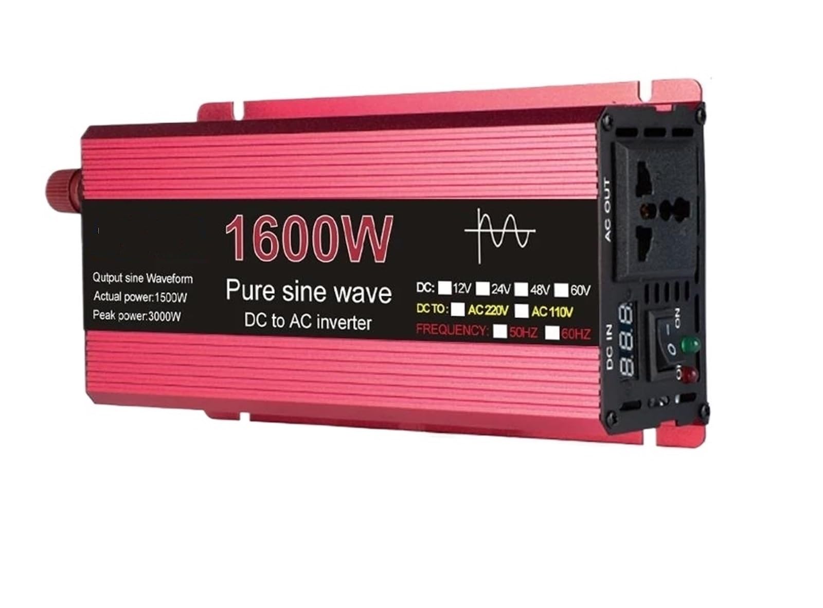 Inversor Inversor De Onda Sinusoidal Pura 1000W 1600W 2200W 3000 W CC 12 V Y 24 V A CA 110 V Y 220 V Convertidor De Potencia Inversor Solar(1000W-12V)