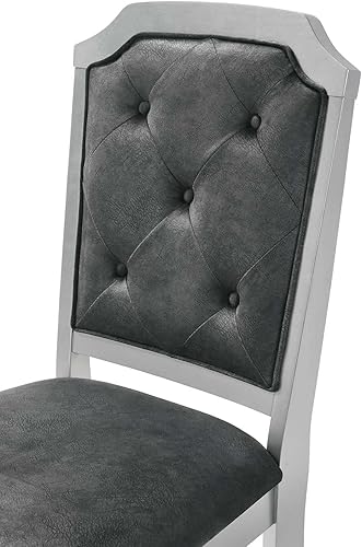 Miniatura 9 de Liveasy Furniture Juego de mesa de comedor para 6 juegos de cocina y comedor con sillas tapizadas con botones y borde de azulejos de espejo