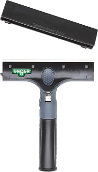 Unger Commercial ErgoTec Ninja 6" Glass Scraper with Adjustable Head and Safety Cap Ergonomic 2-in-1 Tool for Commercial Window and Surface Cleaning EN150