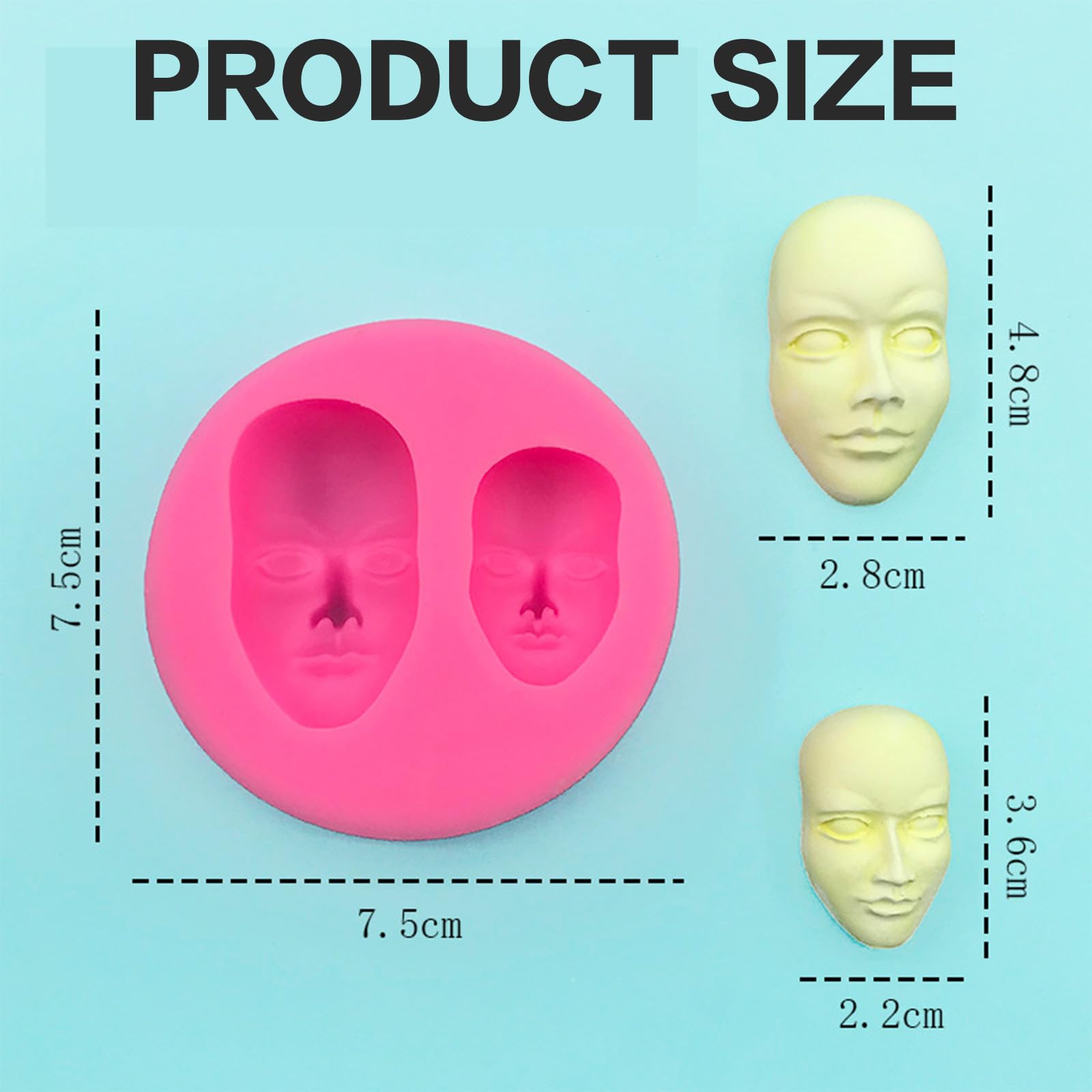 Human Face Silicone Fondant Mould Chocolate Clay Polymer Mold, Pink - Image 2