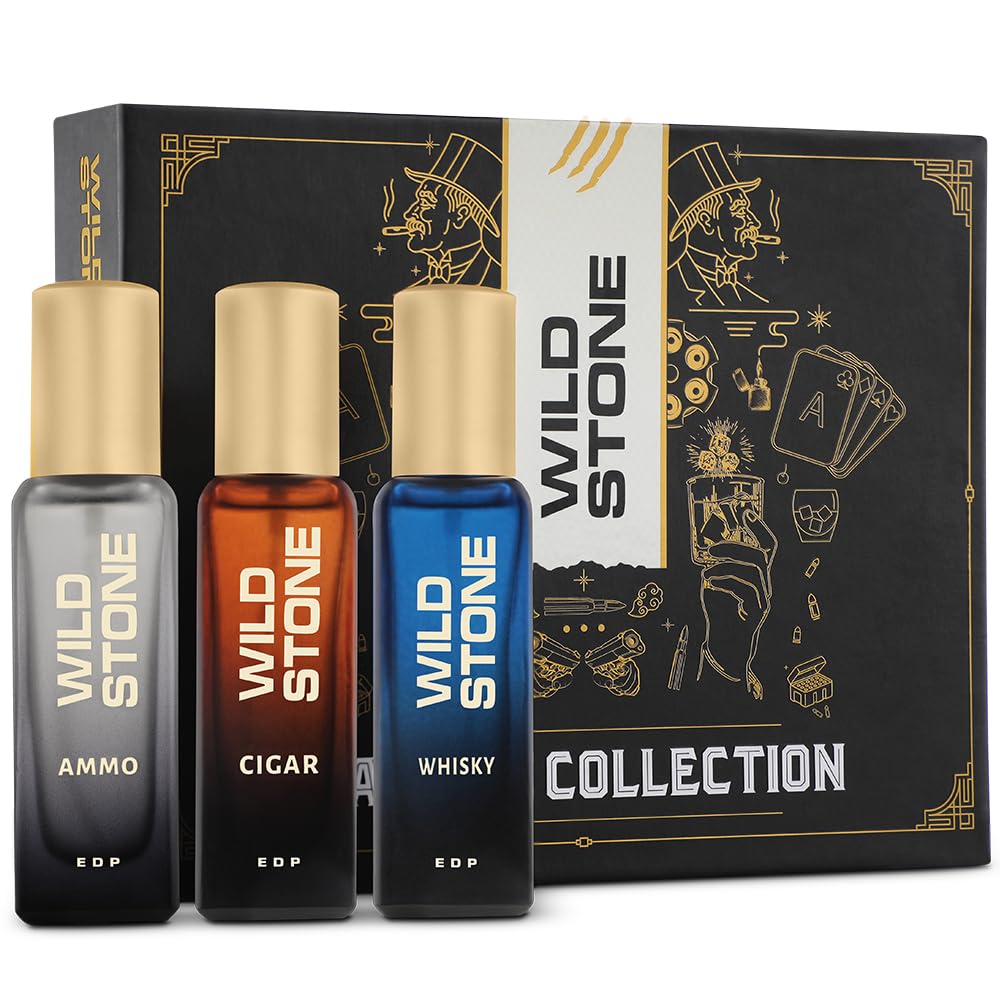 Wild StonePerfume Gift Set of Cigar,Ammo and Whisky Perfume for Men, Pack of 3 (20ml each) | Gift Set for Men | Premium Long Lasting Perfume