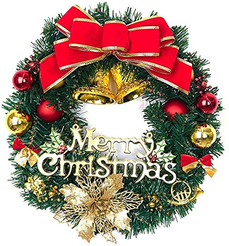 Alohashop Christmas Wreath Merry Christmas Front Door Ornament Wall Artificial Pine Garland for Party Décor 12 Inches (B)