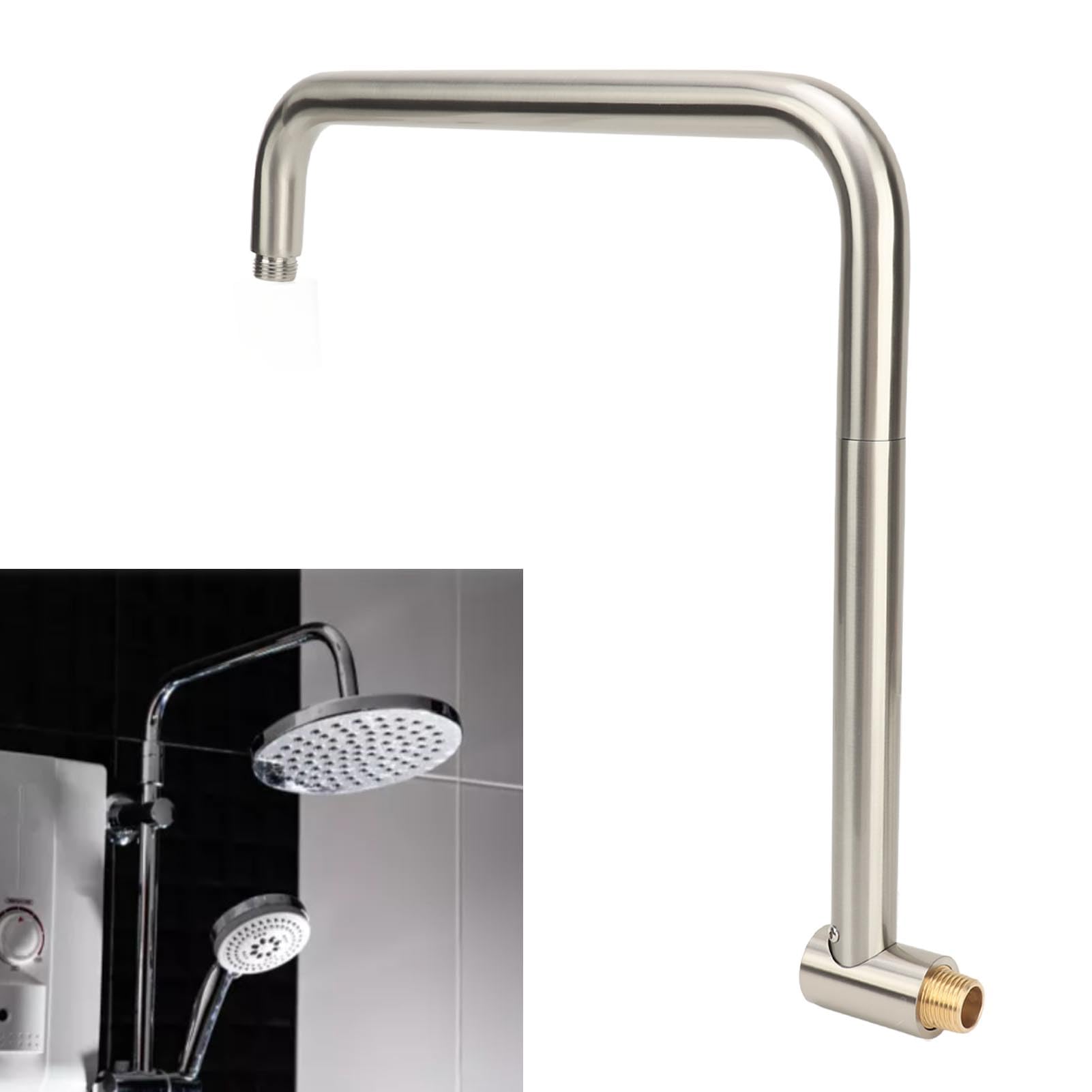 Extensor Ducha, Extensión de brazo de ducha giratorio en forma de S de acero inoxidable con brida, montaje en pared, elevador de cabezal de ducha ajustable, 360 grados, 33 cm, rosca G1/2 (Cepillado)