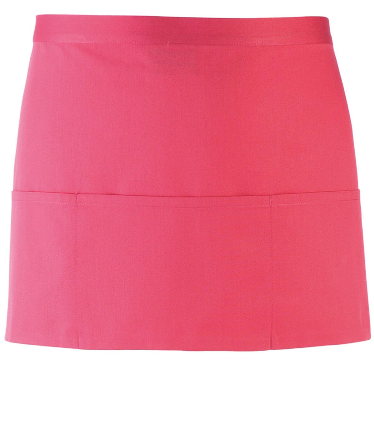 Workwear World Spectrum Collection 3 Pocket Kitchen Hospitality Catering Bar Service Short Waist Apron (Fuchsia)