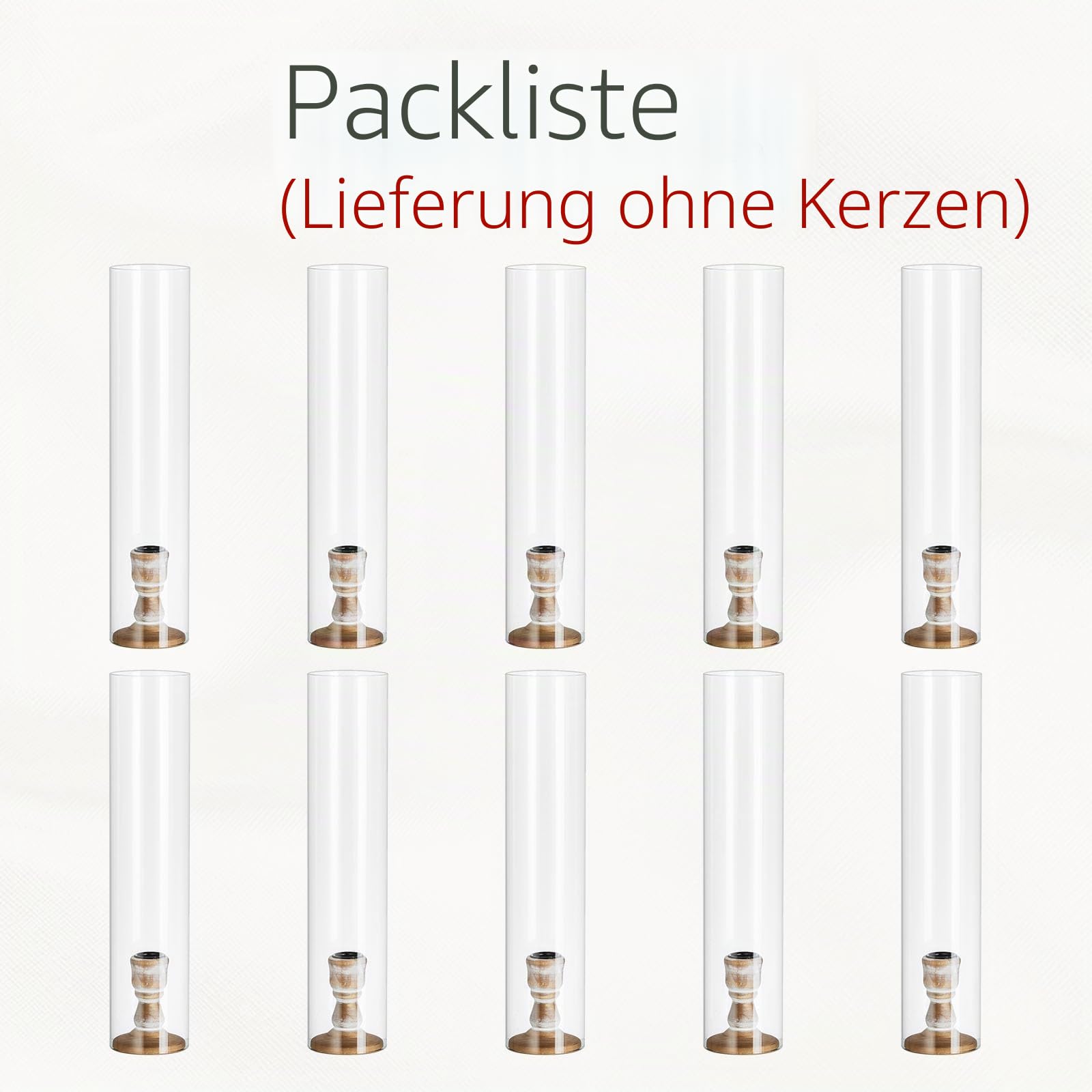 Kerzenhalter Stabkerze Kerzenständer Glas：10 er Stabkerzenhalter Windlichter Kerzenständer Stabkerzen aus Holz mit Abnehmbarem Glas für Tischdeko Hochzeit Veranstaltung oder Heimdekoration