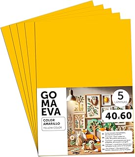 m-office Goma Eva para Manualidades, Goma Espuma de Colores para Proyectos Creativos, Ideales para Artes y Manualidades, uso Escolar, Profesional o Artístico 40x60cm (Amarillo, 5 uds)