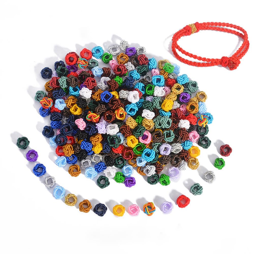 100PCS 7mm Chinese Knot Coil,Small Pineapple Buckle,Satin Nylon Trim Cord Thread for Bracelets DIY Arts Crafts, Bracelet, Necklace, Jewelry Making,Chinese Knot Accessory