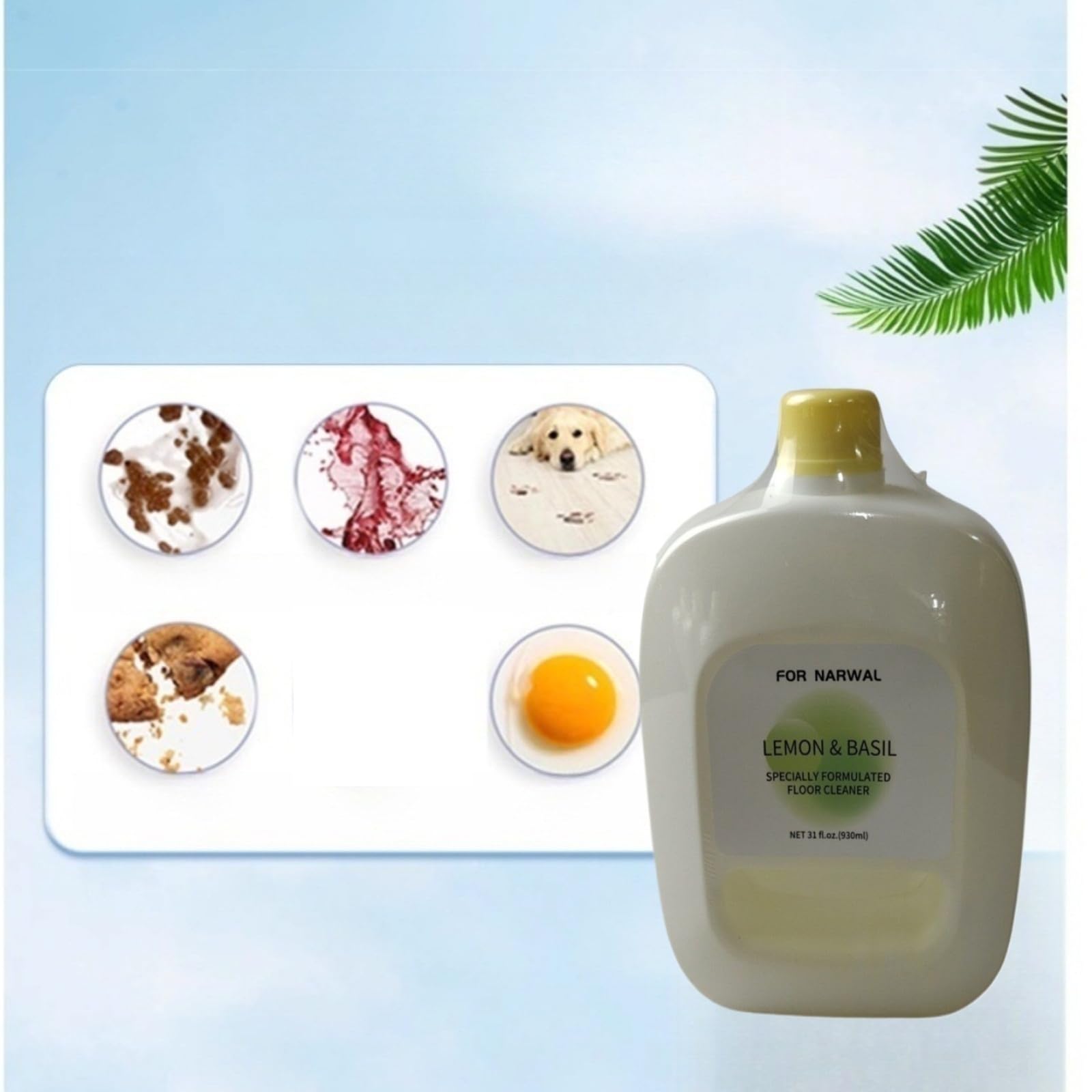 Liquido per la pulizia dei pavimenti。 Compatibile per Narwal Freo/Freo X Ultra/J4/J3/J2。 Profumato al Limone e Basilico 930ml, Soluzione Detergente Multi-Superficie(930mlx2)