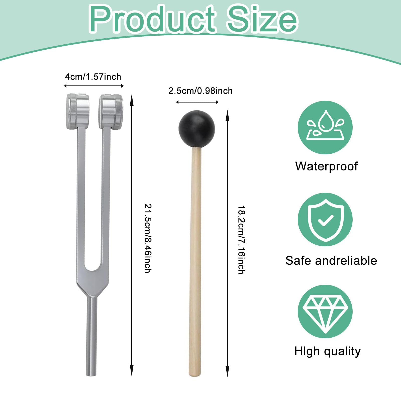128hz Tuning Fork Hammer, Aluminium Alloy Tuning Fork with Silicone Hammer for Healing DNA Repair Healing Sound Therapy for Meditation - Image 2