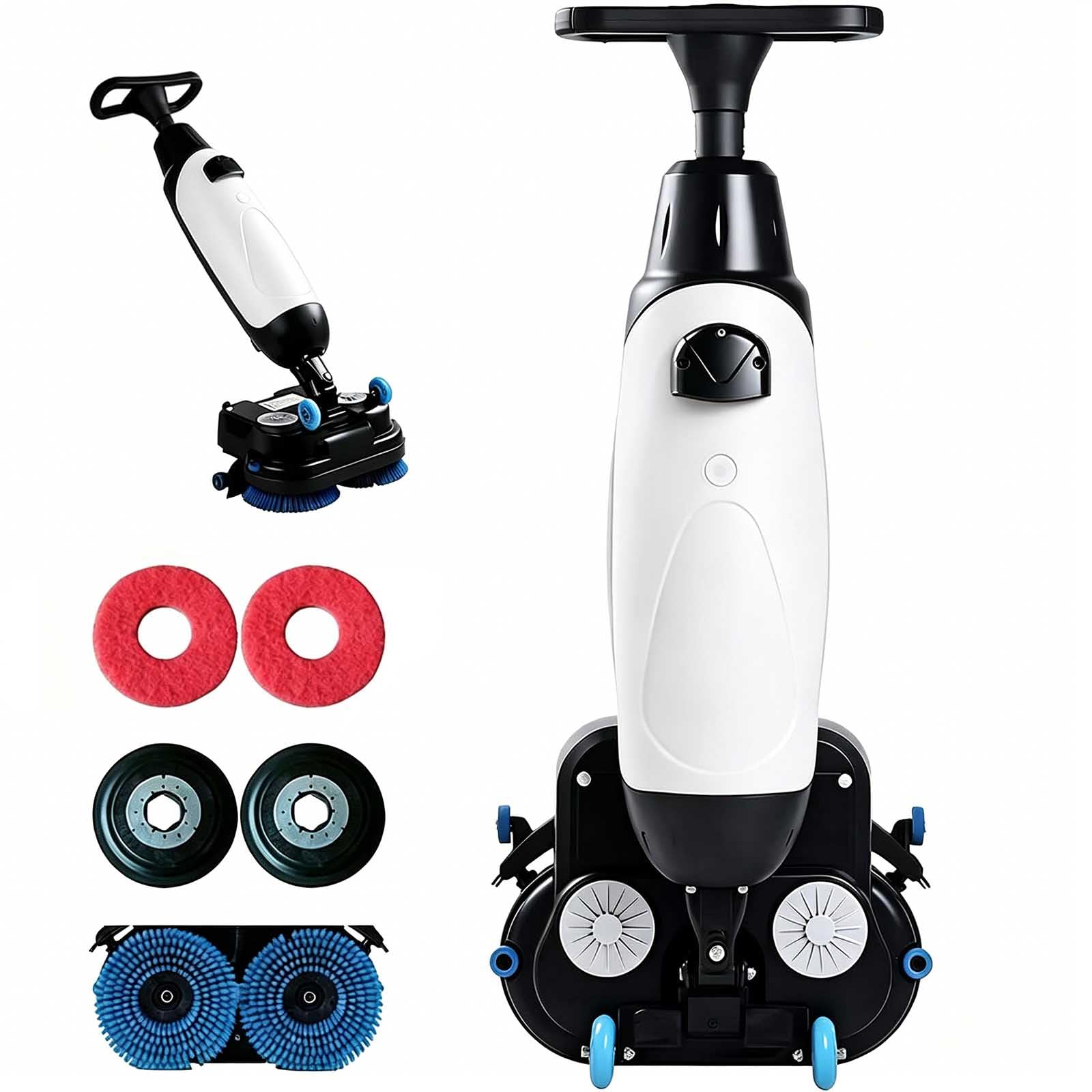 aromaoveite Floor Polisher Commercial, 17" Carpet Cleaning Machine, Floor Buffer Scrubber,170 Rpm, Coverage 12000 Sqft/H,Equipped With A 4.5l Fresh Water Tank And A 7.5l Wastewater Tank white