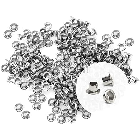 CRAFTMEMORE 2MM Hole 200PCS Tiny Grommets Eyelets Self Backing for Bead Cores, Clothes, Leather, Canvas (Silver)