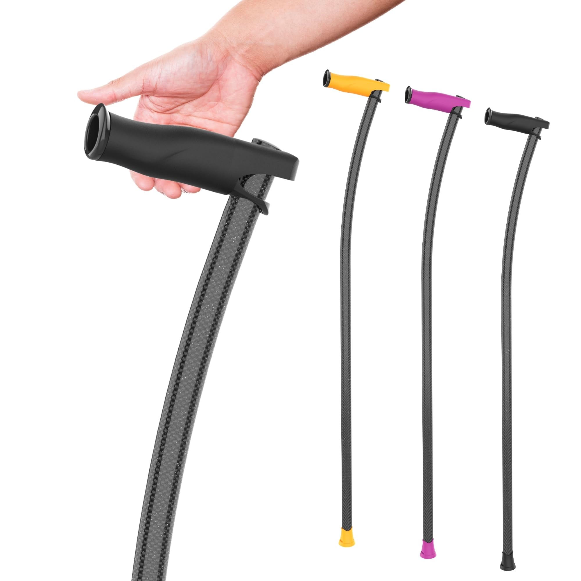Bastón para Personas Mayores de Fibra de Carbono INDESmed | Ultra-Ligero, Ajustable, Ergonómico y Resistente | Ayuda para Caminar con Mango Antitendinitis | Cómodo y Seguro (Negro, M (165-175cm))