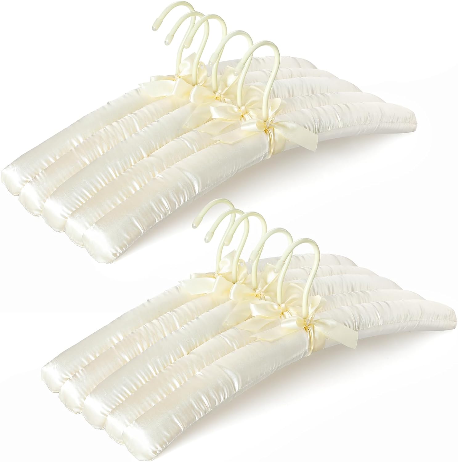 TOPIA HANGER Padded Hangers for Women Clothing,17-inch Satin Hangers 10 Pack Thick Foam Padded No Shoulder Bump for Sweaters, Coat, Blouses, Dresses-Ivory,CT18I-10