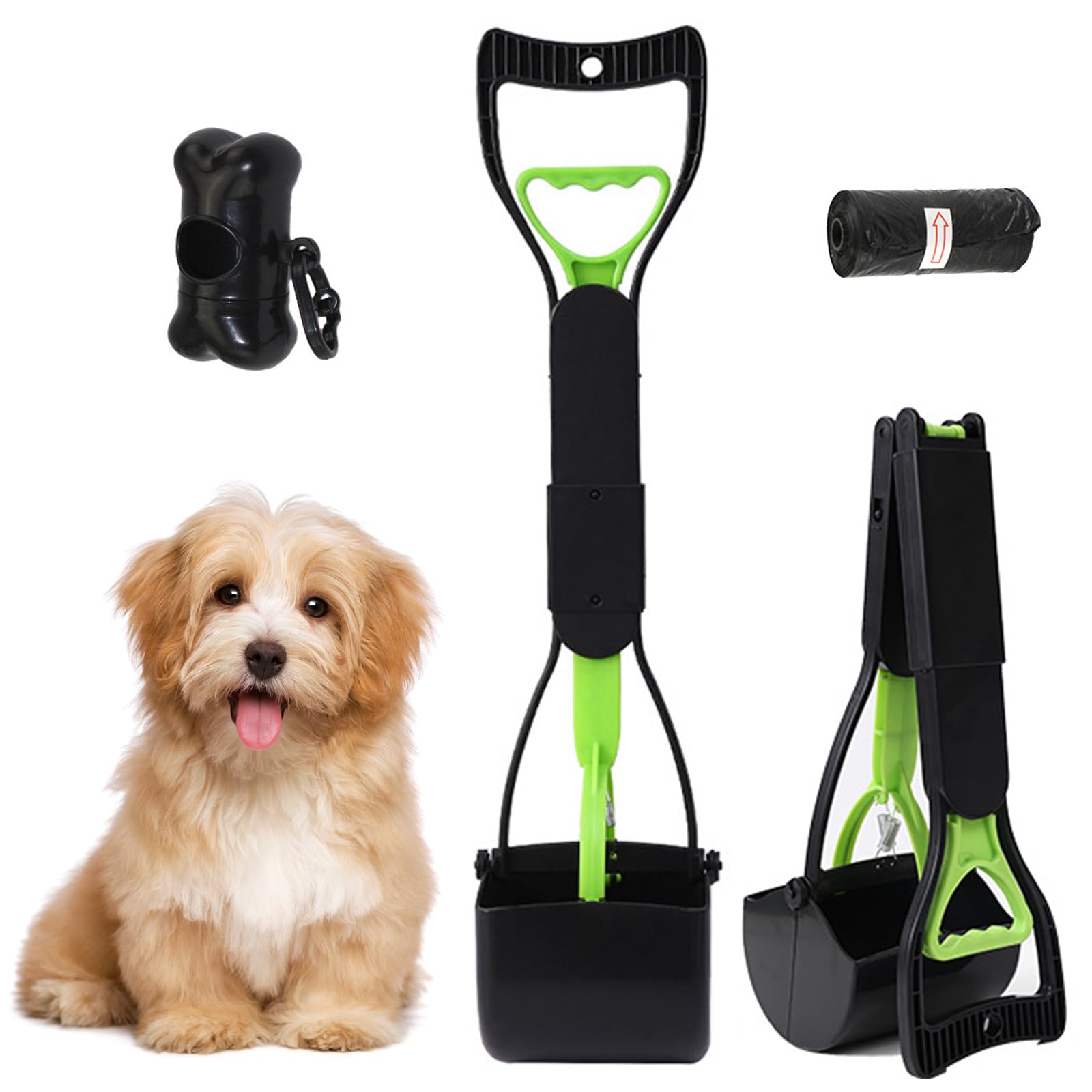 Paletta per Cacca Cani, 45cm Animale Domestico Pooper Scooper, Palette per Escrementi Cani, Pieghevole, Molla ad Alta Elasticità, Raccogli Cacca Cane, Scoop di Poop Dog per Cani e Gatti