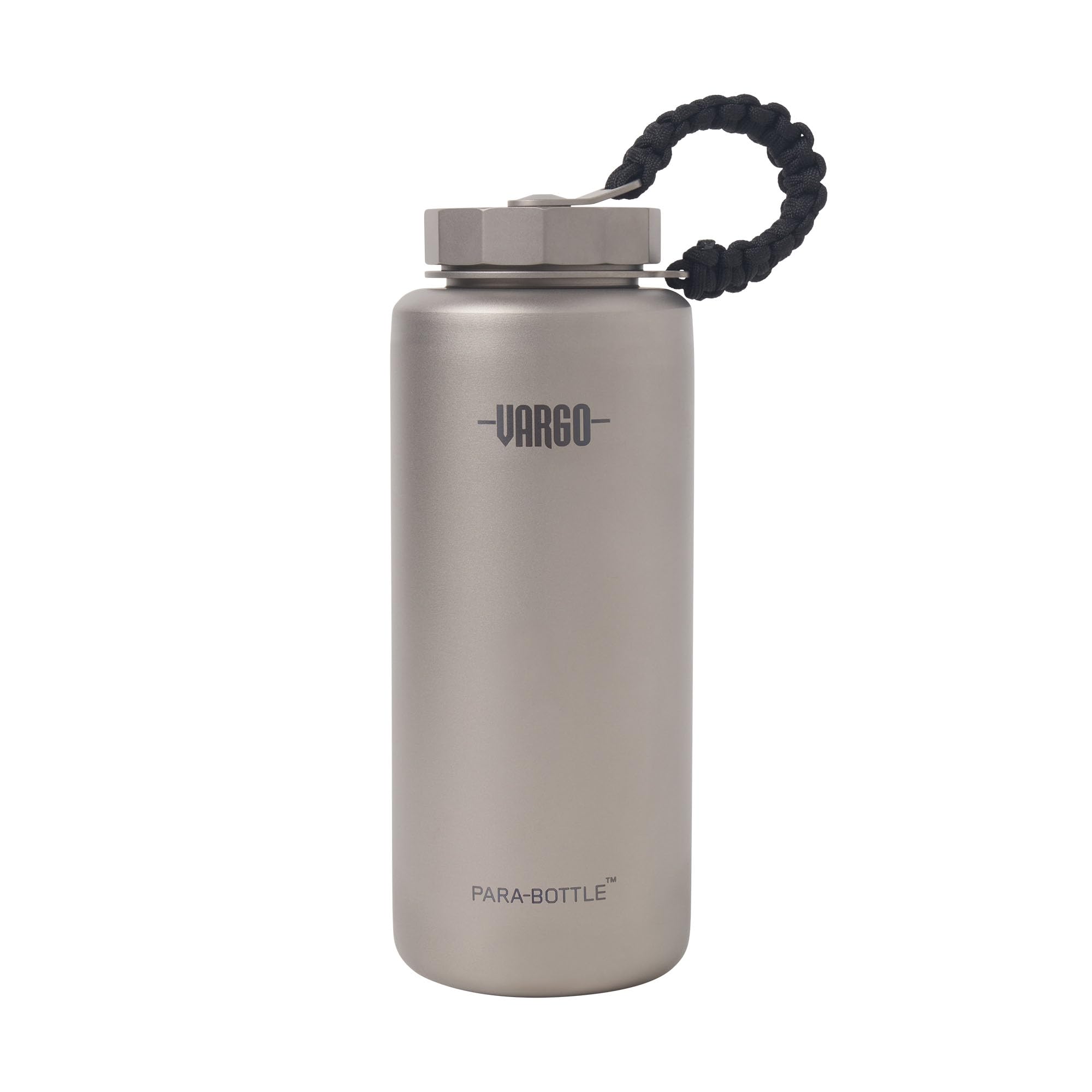 VargoTitanium para-Bottle | Ultralight Titanium Water Bottle with 7 Feet of Replaceable 550 Paracord | 1 Liter (34 oz.) | Model T-452