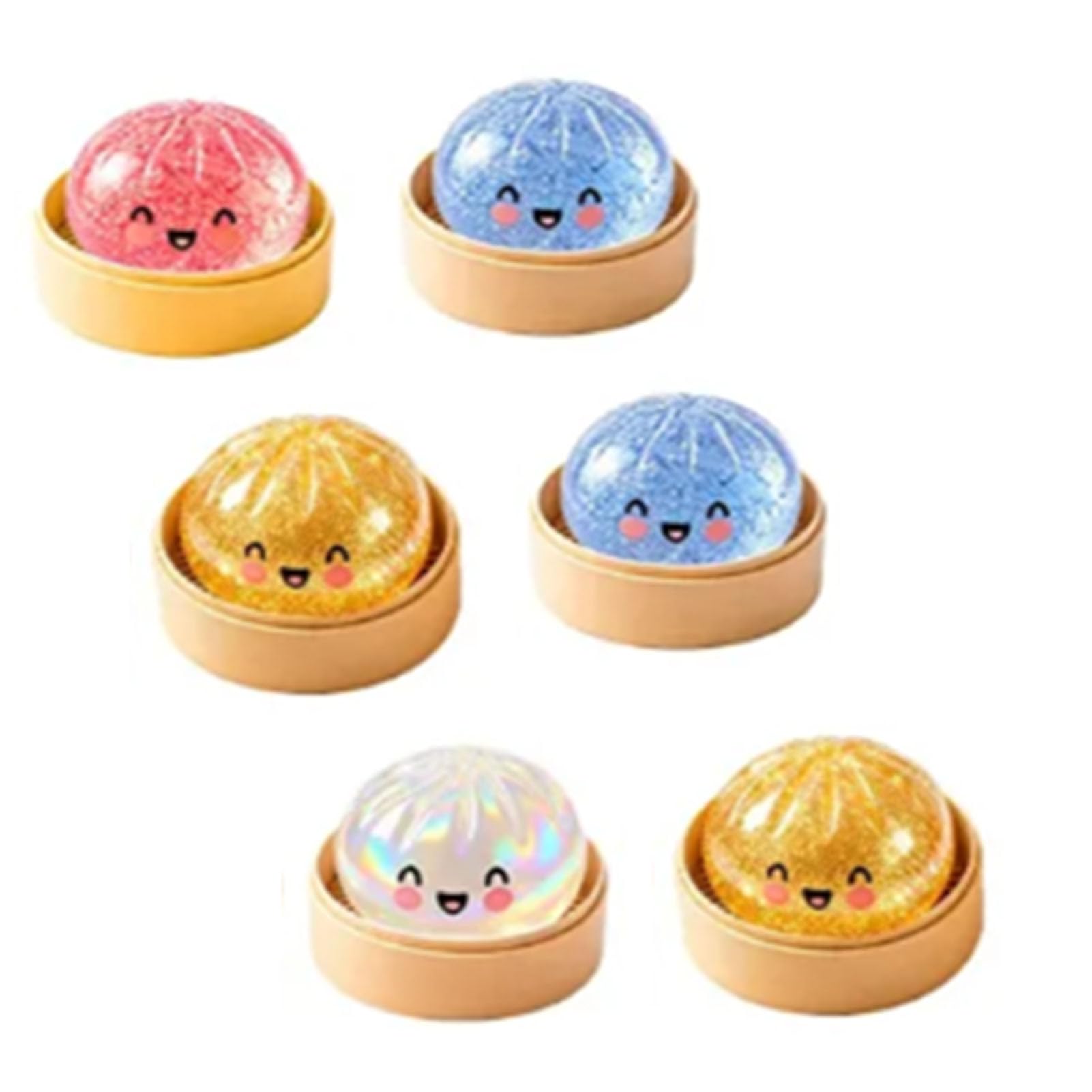 Zunate 6PCS Paillettes Pain Cuit à la Vapeur Balles Anti-Stress Jouet
