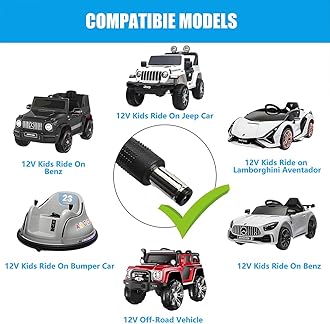 12 Volt Battery Charger for Ride On Toys, 12V Kids Ride On Car Charger for Best Choice Products Wrangler SUV Kid Trax Dynacraft Toy Car, Universal 12v Chargers Baby Electric Battery Power Supplies