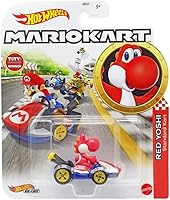 Vista 4 de DieCast Hotwheels Mario Kart Red Yoshi Standard Kart - Toty Winner 2021