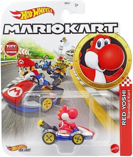 Miniatura 4 de DieCast Hotwheels Mario Kart Red Yoshi Standard Kart - Toty Winner 2021