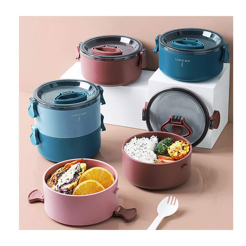 fiambrera bento, Fiambreras Bento Box de varios compartimentos, material libre BPA, contenedor térmico for alimentos for la oficina(Red 1)