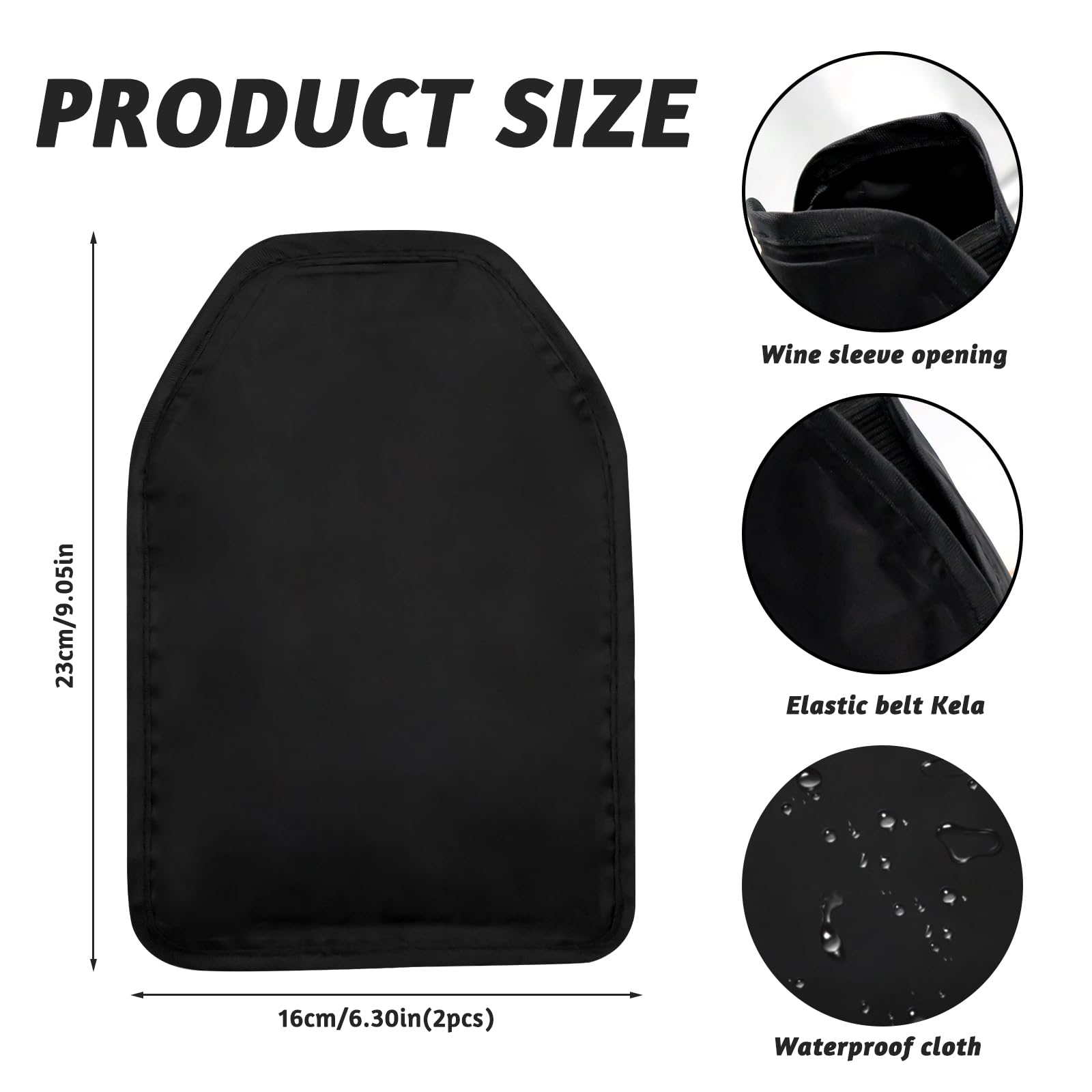 Juego de 2 Funda Enfriador de Vino con Gel, Enfriador de Botellas Ajuste Universal para 0,7-1L de Vino Cava Champán, Reutilizables para Picnic y Cenas (Negro)