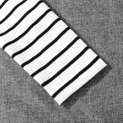 Image of Girls Slim Fit Striped Long Sleeve T Shirt Basic Round Neck Blouses Tops and Elastic Waist Flared Pants