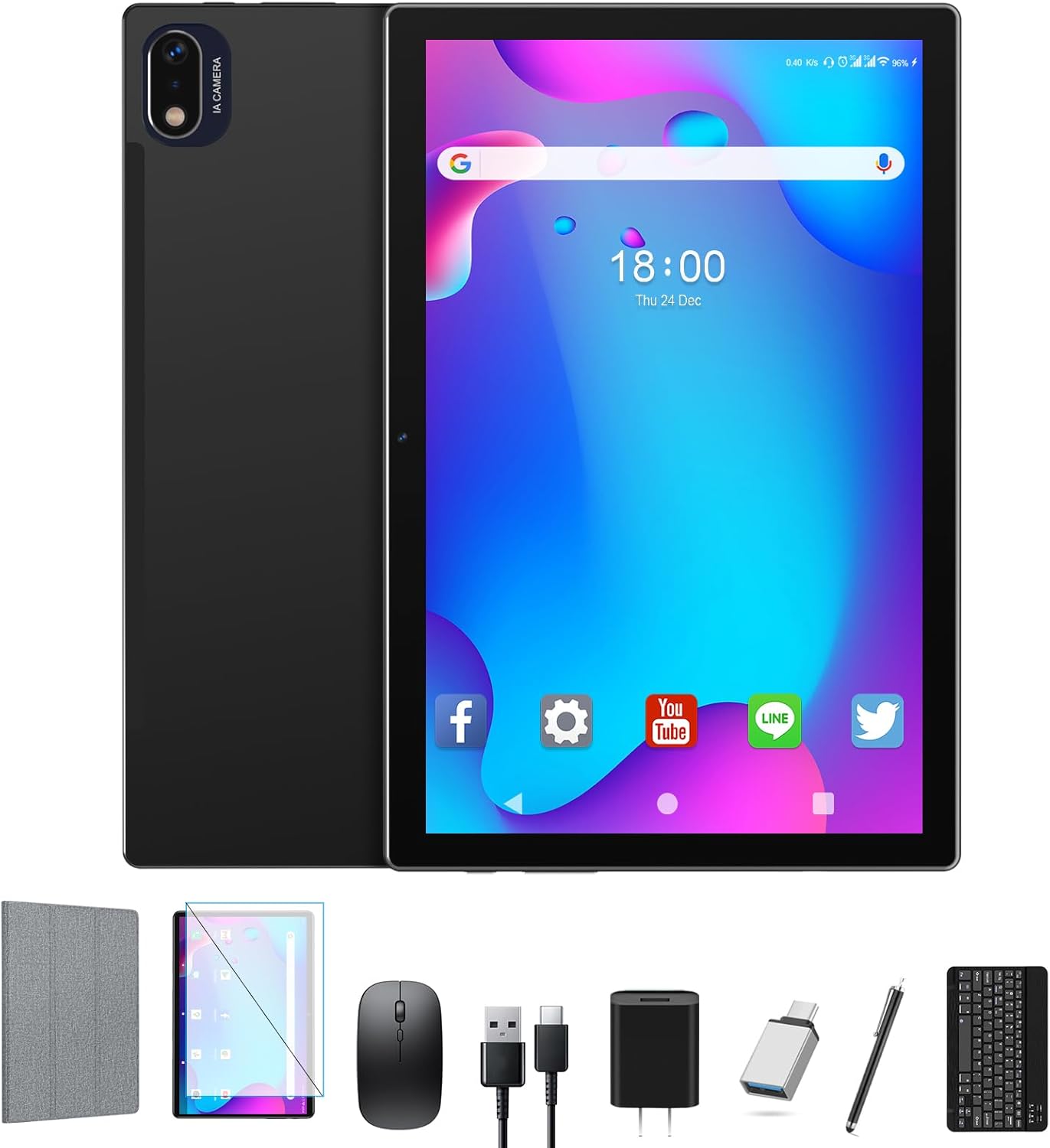 Tablet, najnowszy 10-calowy tablet z systemem Android 10 z systemem Android 14, MTK8183 Octa-Core, 16 GB 128 GB 1 TB rozszerzenie, 2.4/5G WiFi, 21 MP aparat, Gemini AI 2.0, tablety z klawiaturą, myszką, etui itp