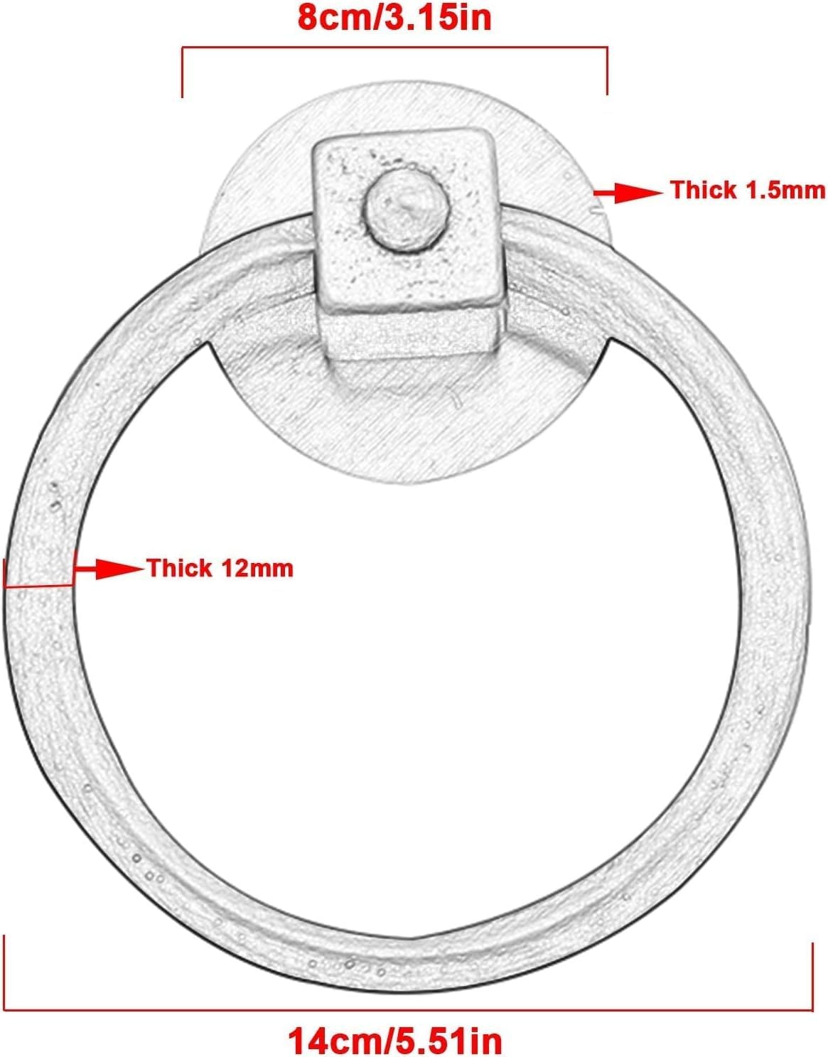 Door Knocker, Door Knocker Simple Door Knockers Gold, Antique Gate Knocker Large Pull Ring Thickness 12mm, Handle for Garden Sheds Cabinet Farmhouse Decor