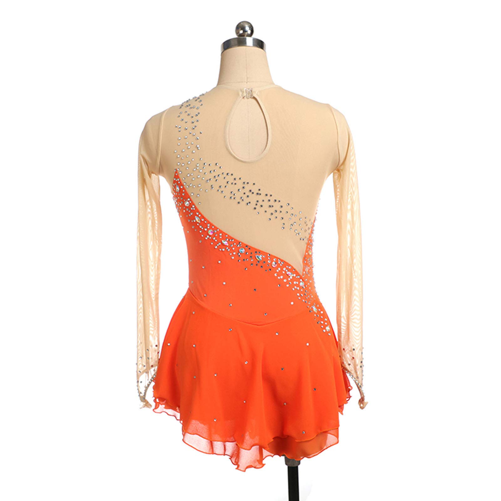 Eiskunstlauf Kleid Angepasst Wettbewerb Ice Skating Rock Für Mädchen Frauen Kinder Patinaje Gymnastik Leistung,Orange-S