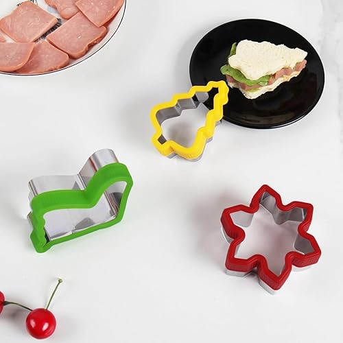 Miniatura 3 de Duofan Cortadores de galletas de acero inoxidable para hornear moldes de galletas para hornear metal, herramientas de modelado, 4 piezas (protección