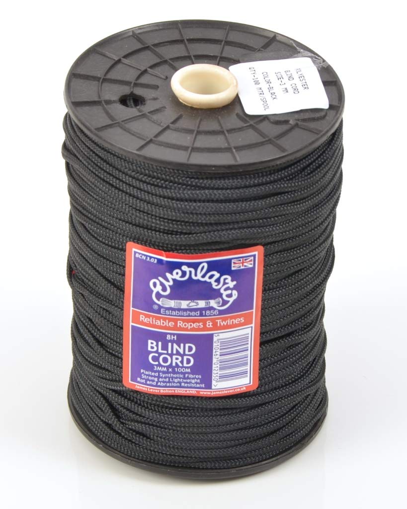 Everlasto Black Nylon Blind Cord - 2.5Mm X 50M
