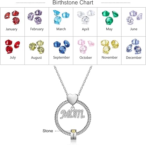 Miniatura 2 de Wendy Made Personalized Mom Necklace for Women with 1-5 Names for Mom Gifts Custom Mama Gifts Mother Daughter Necklace with Birthstone for Women