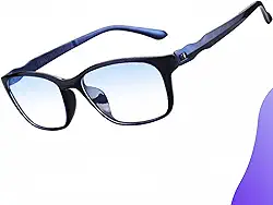 Óculos Anti Luz Azul Confortável Leve TR90 Bloqueador Blue Ray Sem Grau Celular Blocker Proteção Contra os Raios Azuis Telas Computador TV Matte Blue + Estojo forro duplo DAFALUI