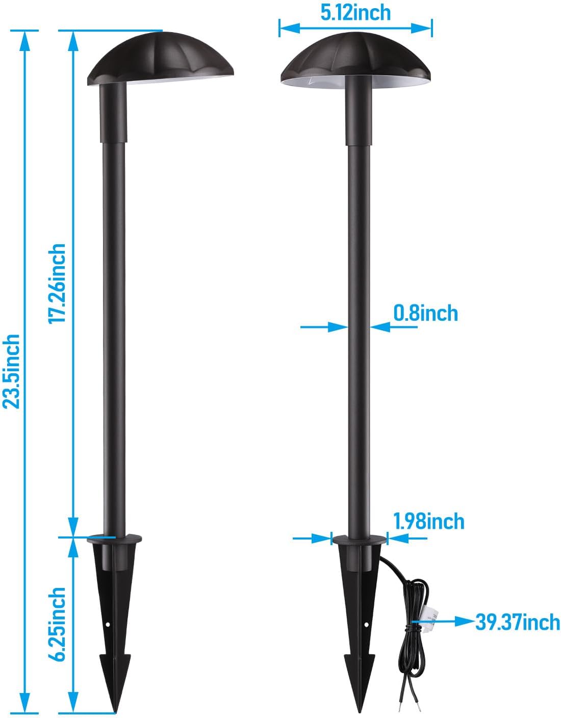 LEONLITE 12-Pack Low Voltage LED Landscape Pathway Light, 5W 400LM 12V Wired Outdoor Path Lights, Aluminum Walkway Driveway Landscaping Light, IP65 Waterproof, Oil Rubbed Bronze, 3000K Warm White
