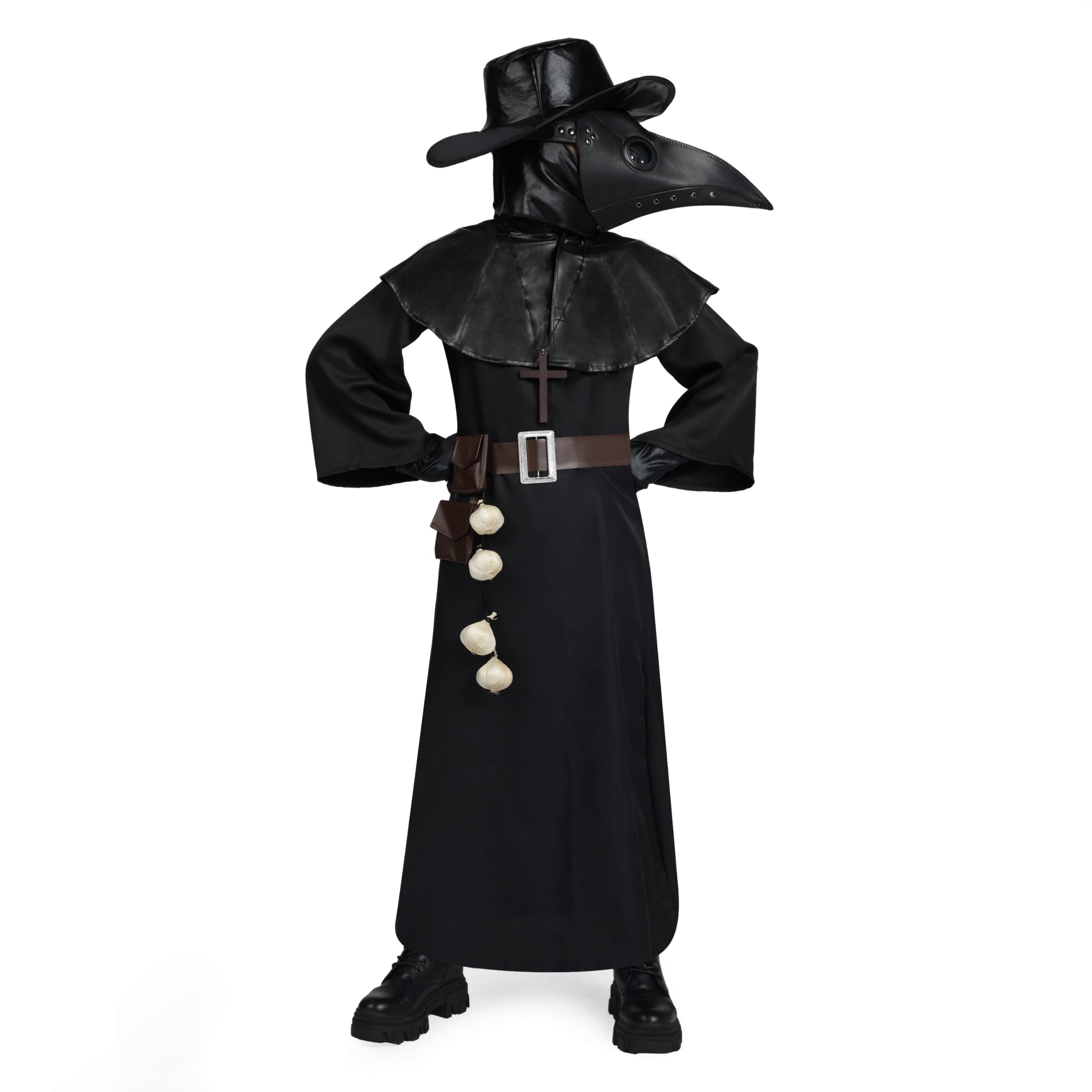 Spooktacular Creations 10 w 1 Halloween czarna śmierć lekarz zestaw kostiumów maska dziób lekarz dżumy dzieci strój