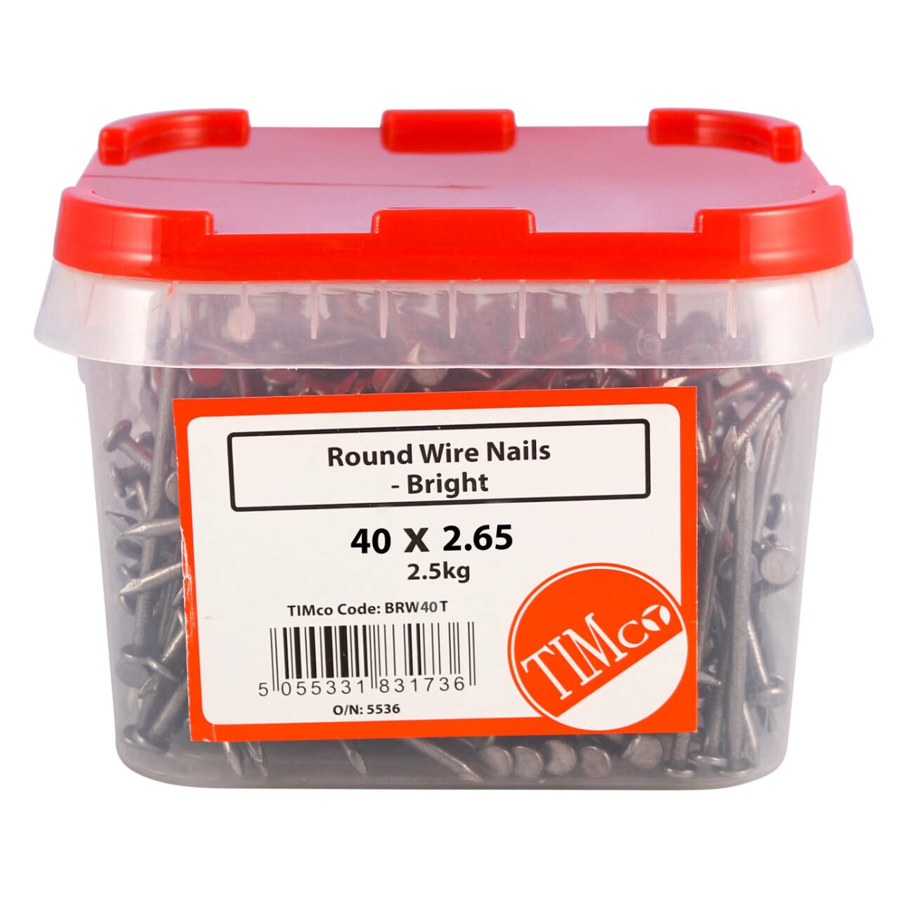Timco White Bright Round Wire Nail (2.5Kg Tub) 100 X 4.50
